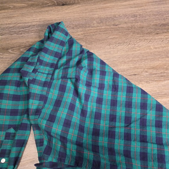 Lauren Ralph Lauren Mens XL Green Navy Plaid Cotton Button Down Crest Shirt 214 - Picture 6 of 7